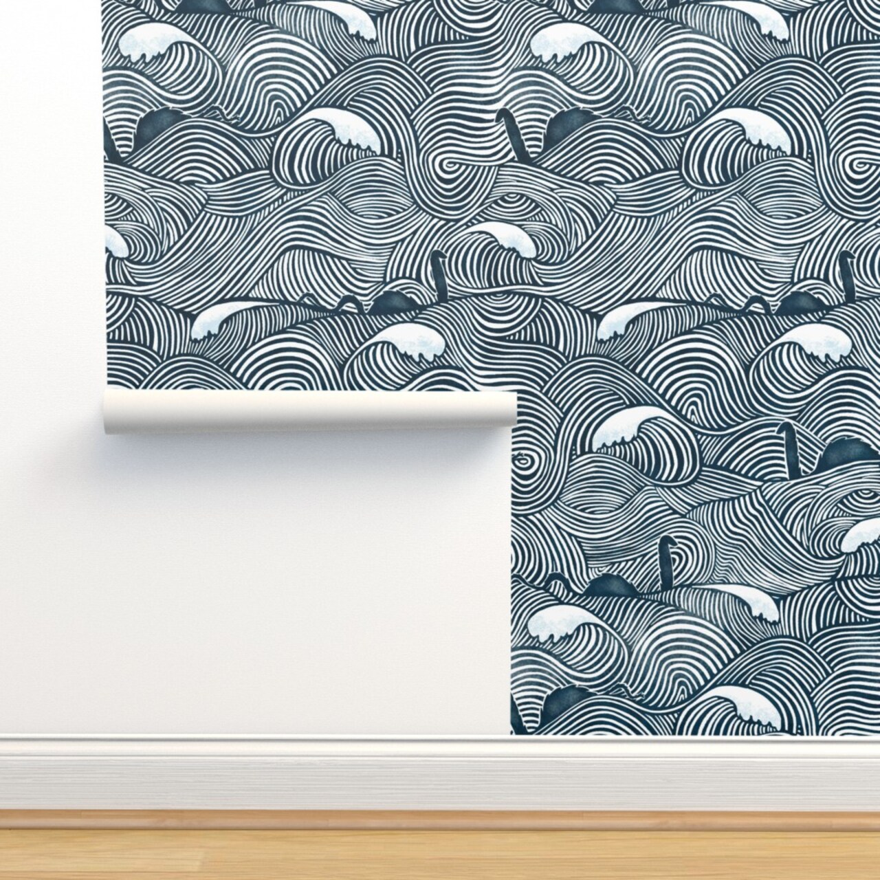 Nessie Cryptid Legend Myth Scotland Scottish Custom Removable Wallpaper by Spoonflower Peel & Stick Wallpaper 2FT Wide